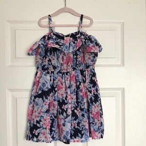 Navy Floral Off the Shoulder Spring Dress 4T